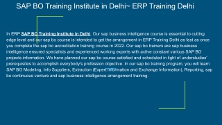 SAP BO Training Institute in Delhi