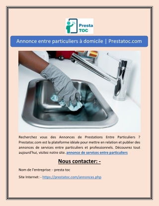 Annonce entre particuliers à domicile | Prestatoc.com