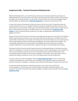 Assignment Help - Technical Homework Writing Service