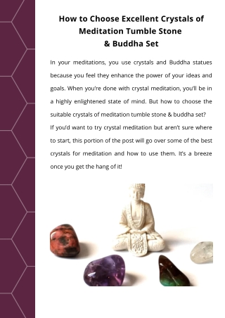 How to Choose Excellent Crystals of Meditation Tumble Stone  & Buddha Set