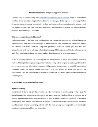 What Are The Benefits of Implant-Supported Dentures?