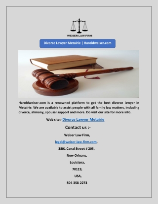 Divorce Lawyer Metairie | Haroldweiser.com