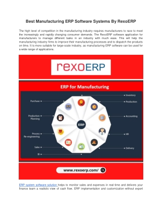 Best Manufacturing ERP Software Systems By RexoERP