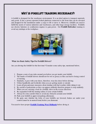 Why Is Forklift Training Necessary?