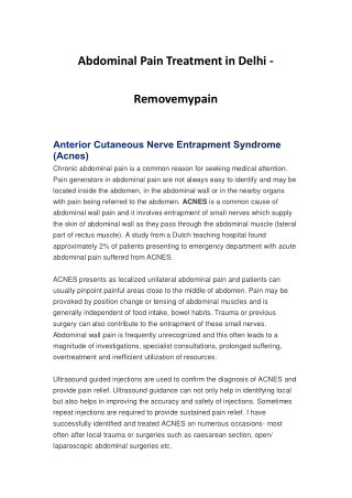 Abdominal Pain Treatment in Delhi - Removemypain