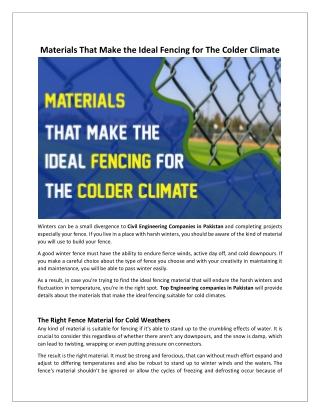 Materials That Make the Ideal Fencing for The Colder Climate