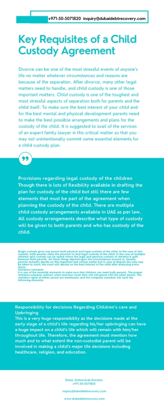 Key Requisites of a Child Custody Agreement