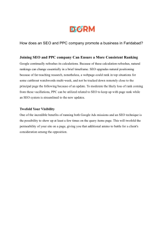 How does an SEO and PPC company promote a business in Faridabad