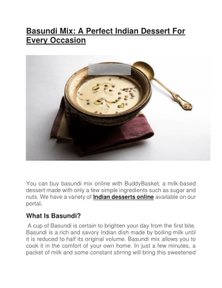 Basundi Mix A Perfect Indian Dessert For Every Occasion