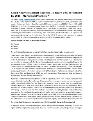 Cloud Analytics Market Expected To Reach USD 65.4 Billion By 2025
