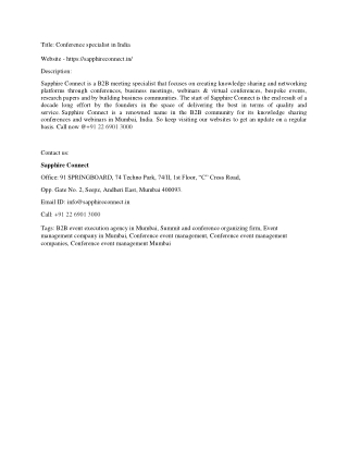 Conference specialist in India