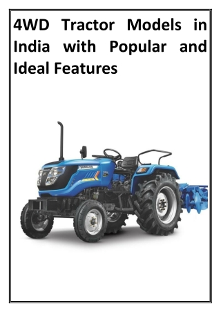 4WD Tractor Models in India with Popular and Ideal Features
