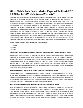 Micro Mobile Data Center Market Expected To Reach USD 6.5 Billion By 2025