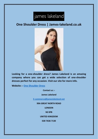 One Shoulder Dress | James-lakeland.co.uk