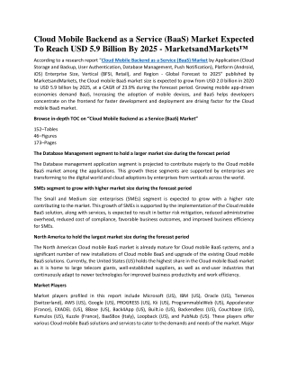 Cloud Mobile Backend as a Service (BaaS) Market Expected To Reach USD 5.9 Bn