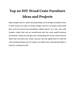 Top 20 DIY Wood Crate Furniture Ideas and Projects