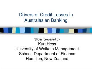 Drivers of Credit Losses in Australasian Banking