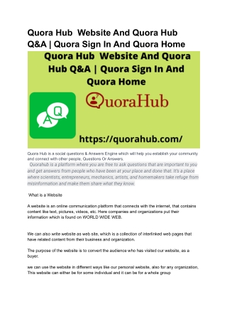 Quora Hub  Website And Quora Hub Q&A _ Quora Sign In And Quora Home (1)