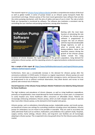 Infusion Pump Software Market Future Scope, Top Key Players and Forecast by 2027