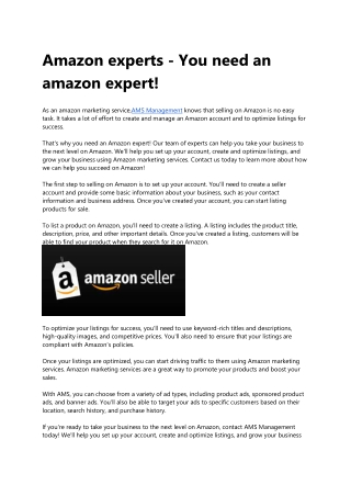 Amazon experts - You need an amazon expert!