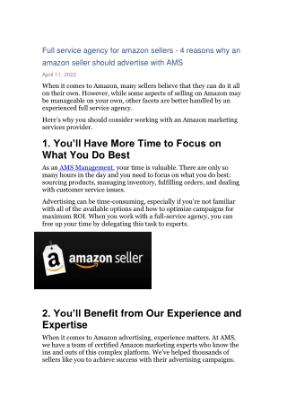 Full service agency for amazon sellers - 4 reasons why an amazon seller should advertise with AMS