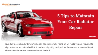 5 Tips to Maintain Your Car Radiator Repair