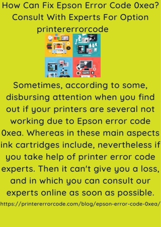 How Can Fix Epson Error Code 0xea Consult With Experts For Option