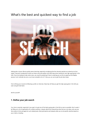 What's the best and quickest way to find a job