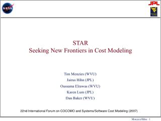 STAR Seeking New Frontiers in Cost Modeling