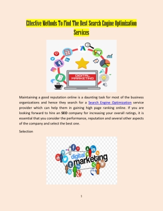 Effective Methods To Find The Best Search Engine Optimization Services
