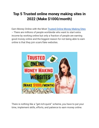 Top 5 Trusted online money making sites in 2022 (Make $1000_month)
