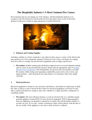 The Hospitality Industry's 5 Most Common Fire Causes