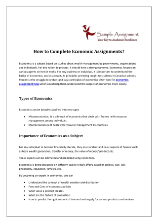 How to Complete Economic Assignments