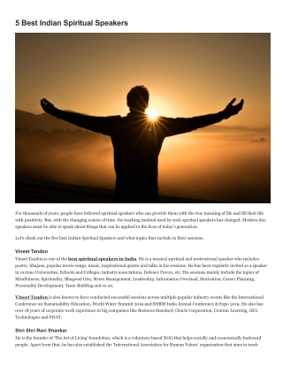 5 Best Indian Spiritual Speaker