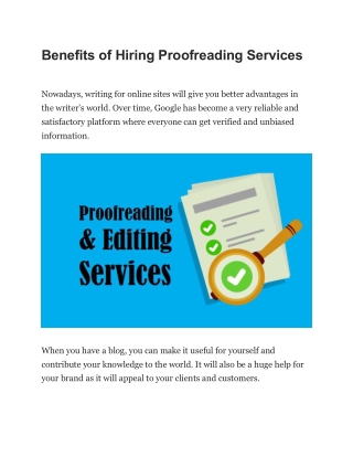 Benefits of Hiring Proofreading Services