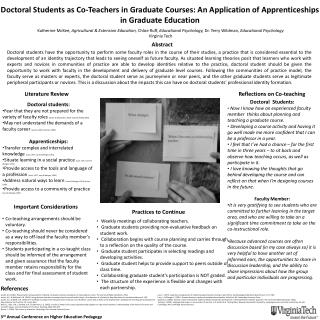 Doctoral Students as Co-Teachers in Graduate Courses: An Application of Apprenticeships in Graduate Education