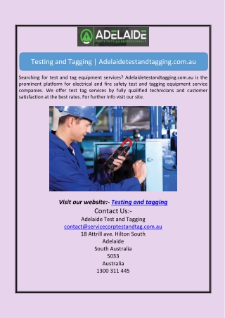 Testing and Tagging | Adelaidetestandtagging.com.au