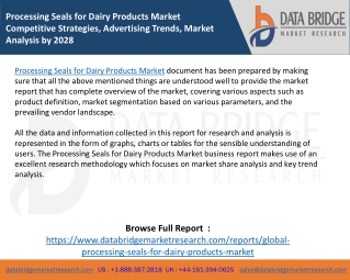 Processing Seals for Dairy Products Market Competitive Strategies, Advertising Trends, Market Analysis by 2028