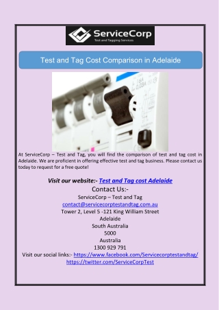 Test and Tag Cost Comparison in Adelaide