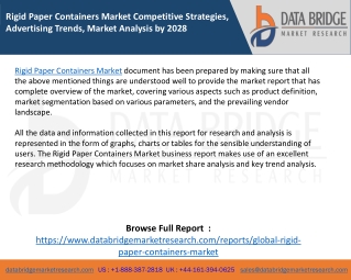 Rigid Paper Containers Market Competitive Strategies, Advertising Trends, Market Analysis by 2028