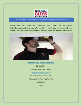 Cockroach Pest Control Melbourne | Thelocalguyspestcontrol.com.au
