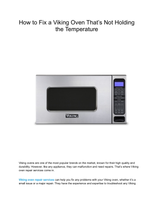 How to Fix a Viking Oven That’s Not Holding the Temperature
