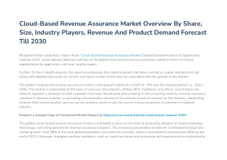 Cloud-Based Revenue Assurance Market Research Report 2022-2030