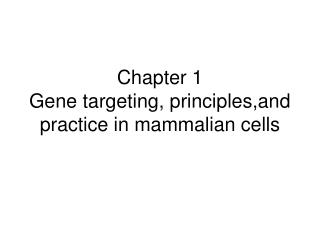 Chapter 1 Gene targeting, principles,and practice in mammalian cells