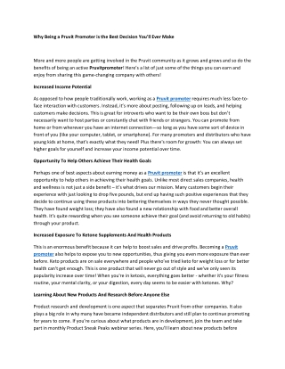 Why Being a Pruvit Promoter is the Best Decision You'll Ever Make