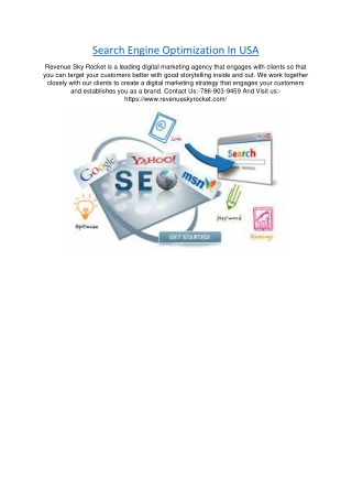 Search Engine Optimization In USA