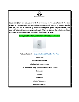 Buy Injectable Fillers for the Face  Privatepharma.com