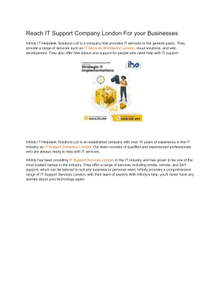 Reach IT Support Company London For your Businesses