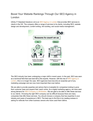 Boost Your Website Rankings Through Our SEO Agency in London