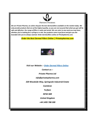Order the Best Dermal Fillers Online  Privatepharma.com